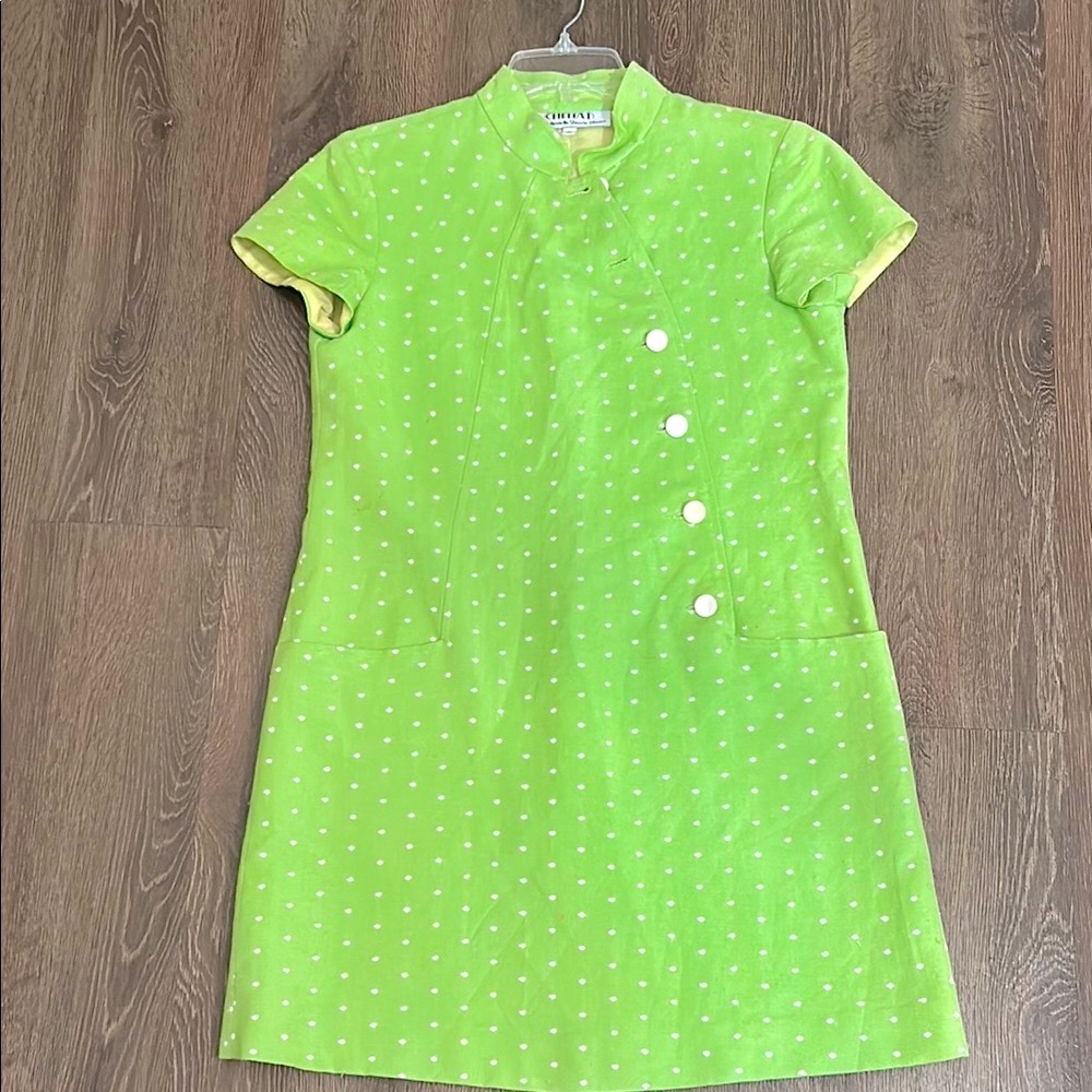Chetta B Vintage Light Green Dress with White Dots